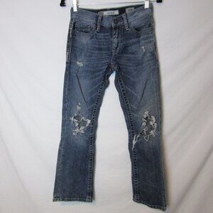 BKE Denim Jeans Aiden Distressed Bootcut Slim-fit Blue Grunge Women's 26 Short
